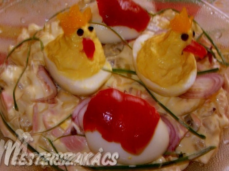 Húsvéti kiscsirke salátaágyon recept